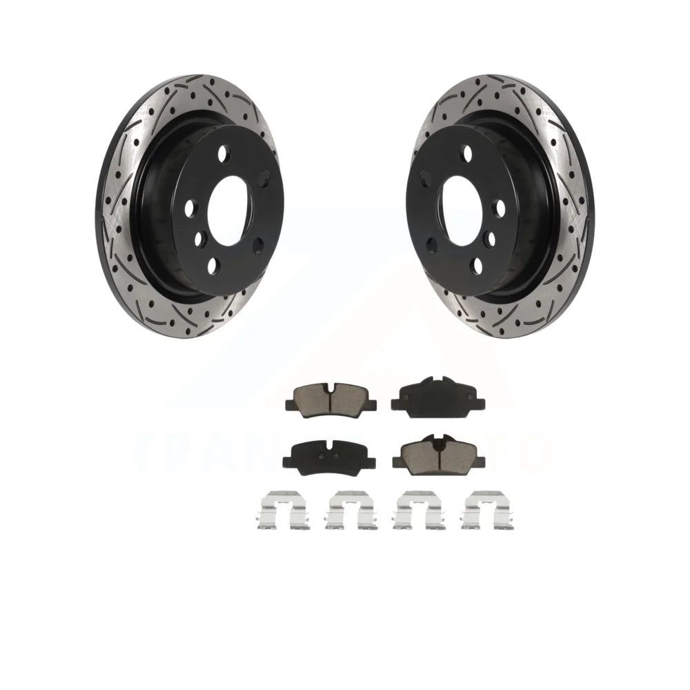 Ceramic Pads And - Cooper KDC-100849 Transit Mini Brake Disc Kit Rear Drilled Auto For Slotted Rotors Coated