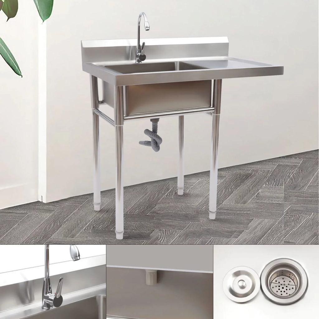 Utility Stainless Kitchen 36.7in Drainboard for 23.6* Use 39.3* Commercial Sink Home and Sink Steel