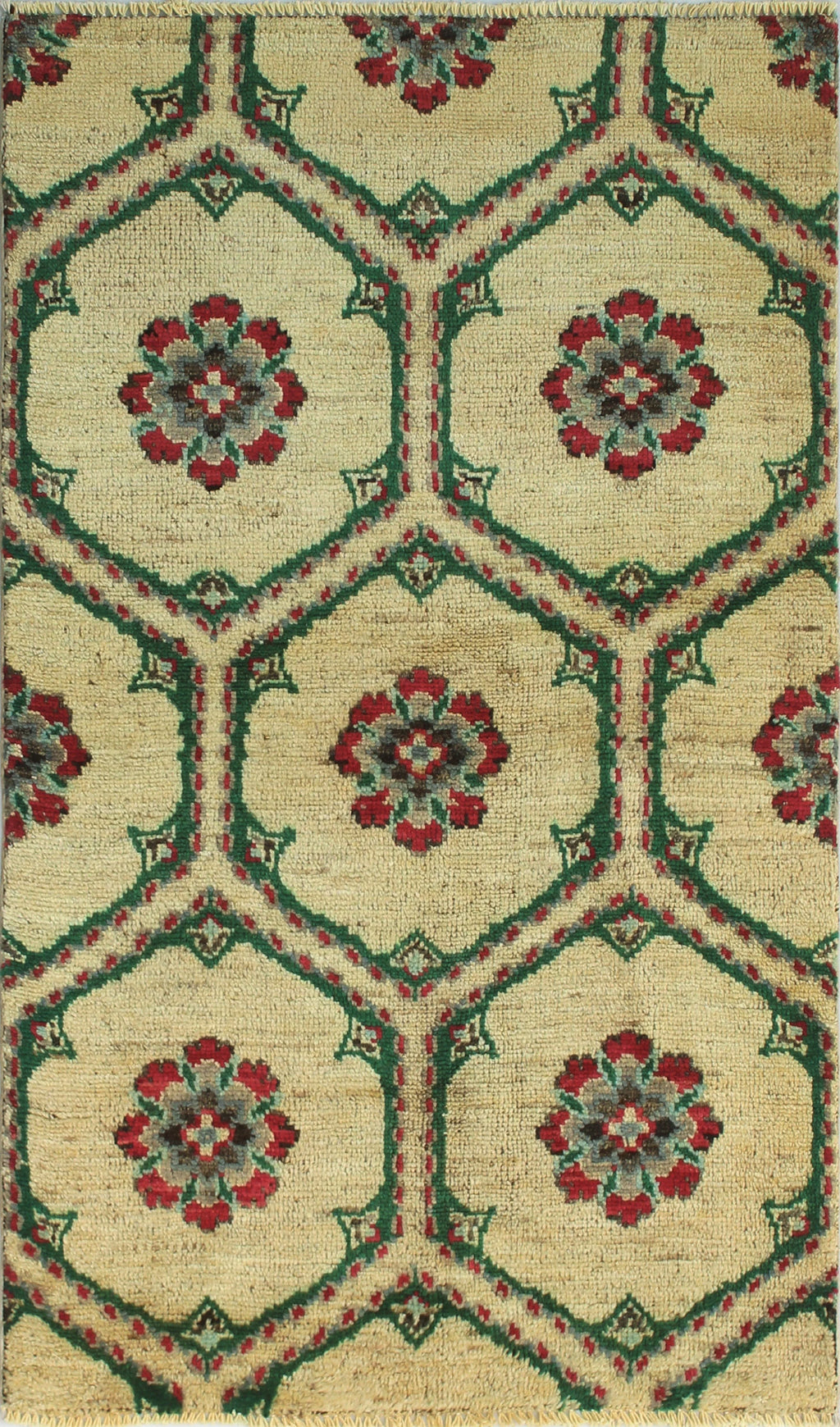 Ivory/Green x 3'0" Rug, 5'1" Magdalen Aria