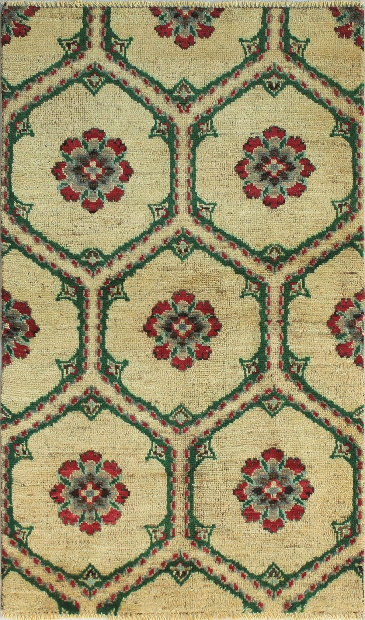 Ivory/Green x 3'0" Rug, 5'1" Magdalen Aria