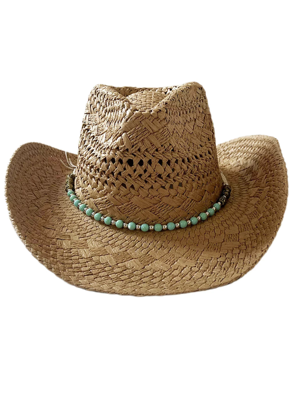 Hat Hats Keevoom Cowboy Women Straw Sunshade Belt Bead Vintage for Beach Men With