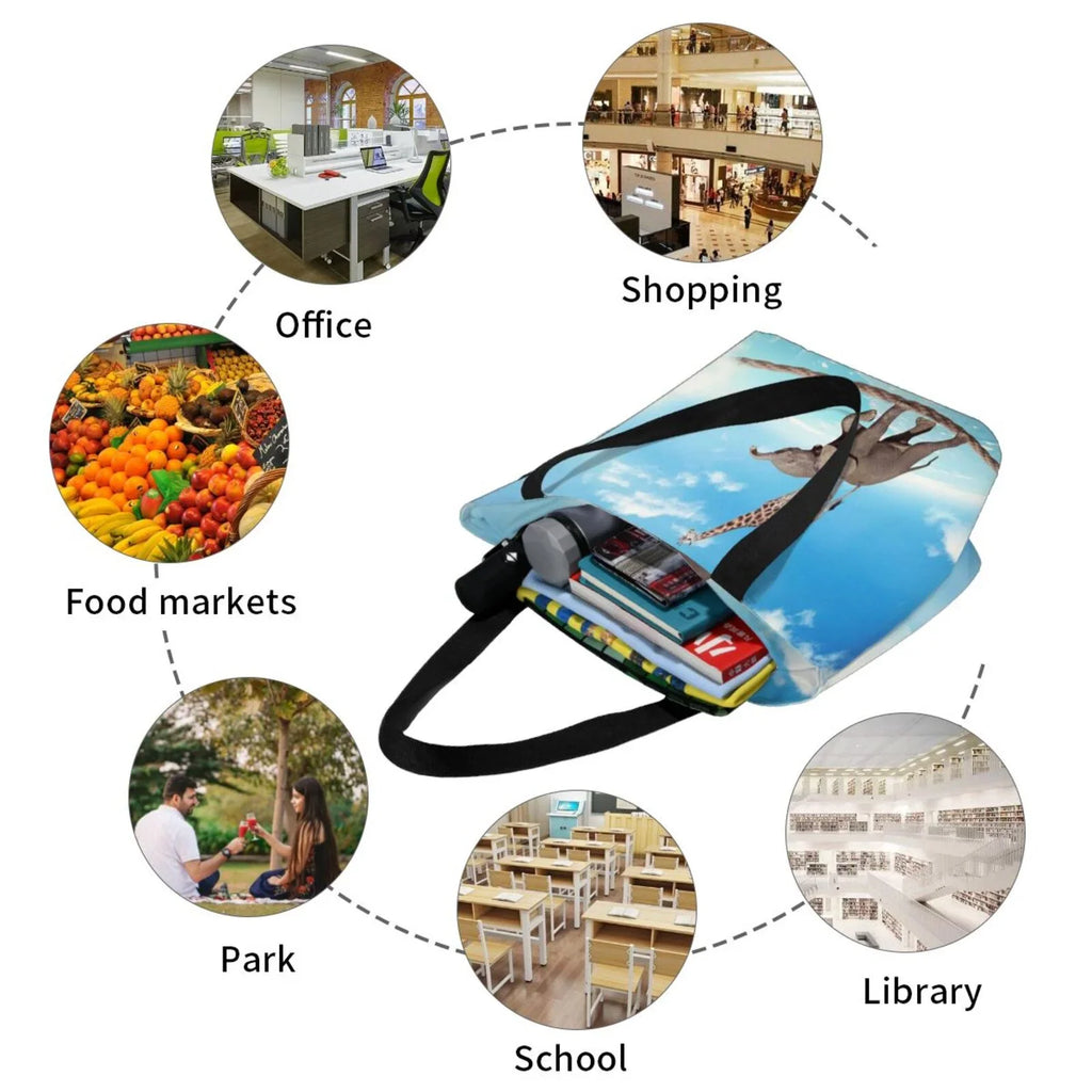 High Shopping Fear Bag,Shoulder On Lukts Tote Bag Walking Rope Elephant Women'S Overcomes Handbags By Capacity Bag Giraffe Large Hobos