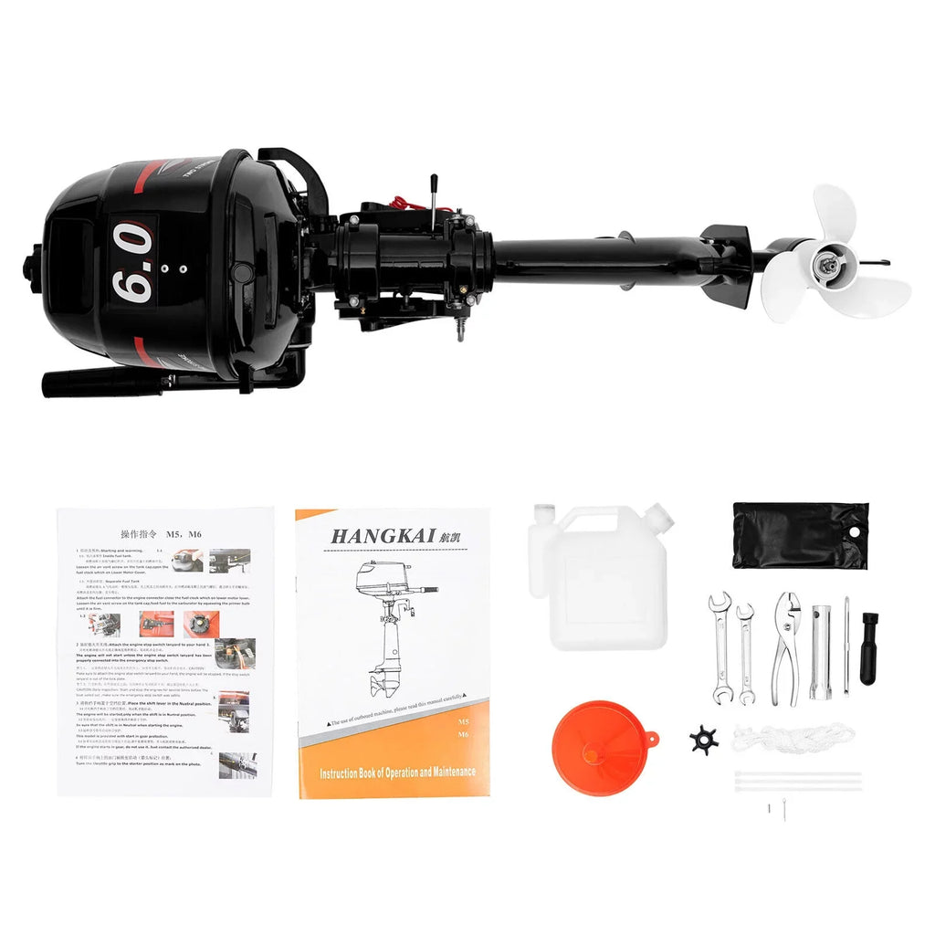 System 2-Stroke Motor Outboard CNCEST 6 Motor Boat Cooling Water Engine Hp Fishing Inflatable