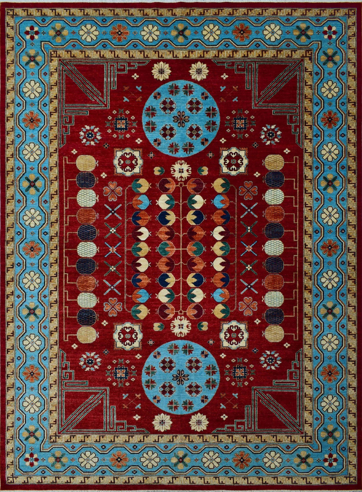 Red/Lt. 13'8" x Roselyn Rug, 9'11" Blue Aria