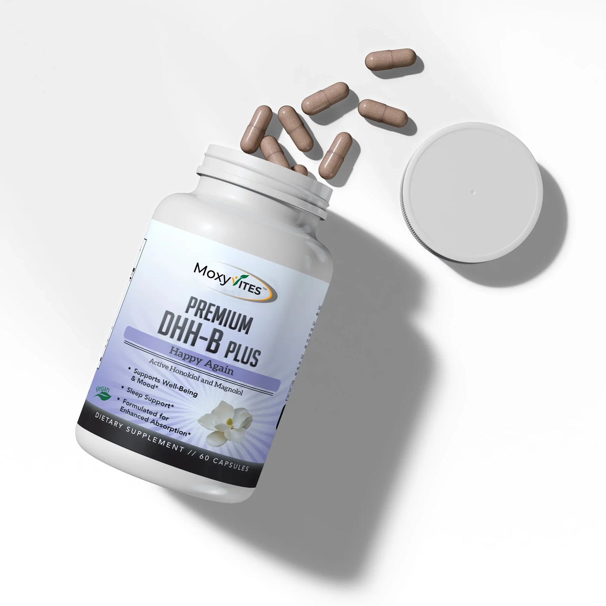 Sleep Caps Mood 60 Calm Dihydrohonokiol-B, DHH-B Supplement, for MoxyVites Anxiety, Vegan