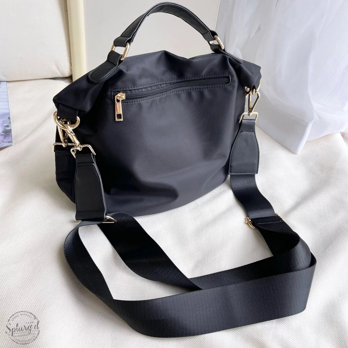 Saddle top medium & handle size purse crossbody with Black strap bag