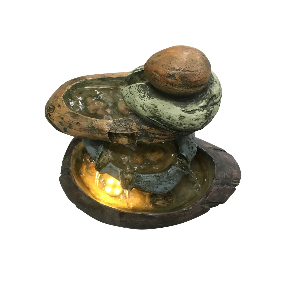 Lights Stone Warm With Fountain Multicolour Tabletop LED White