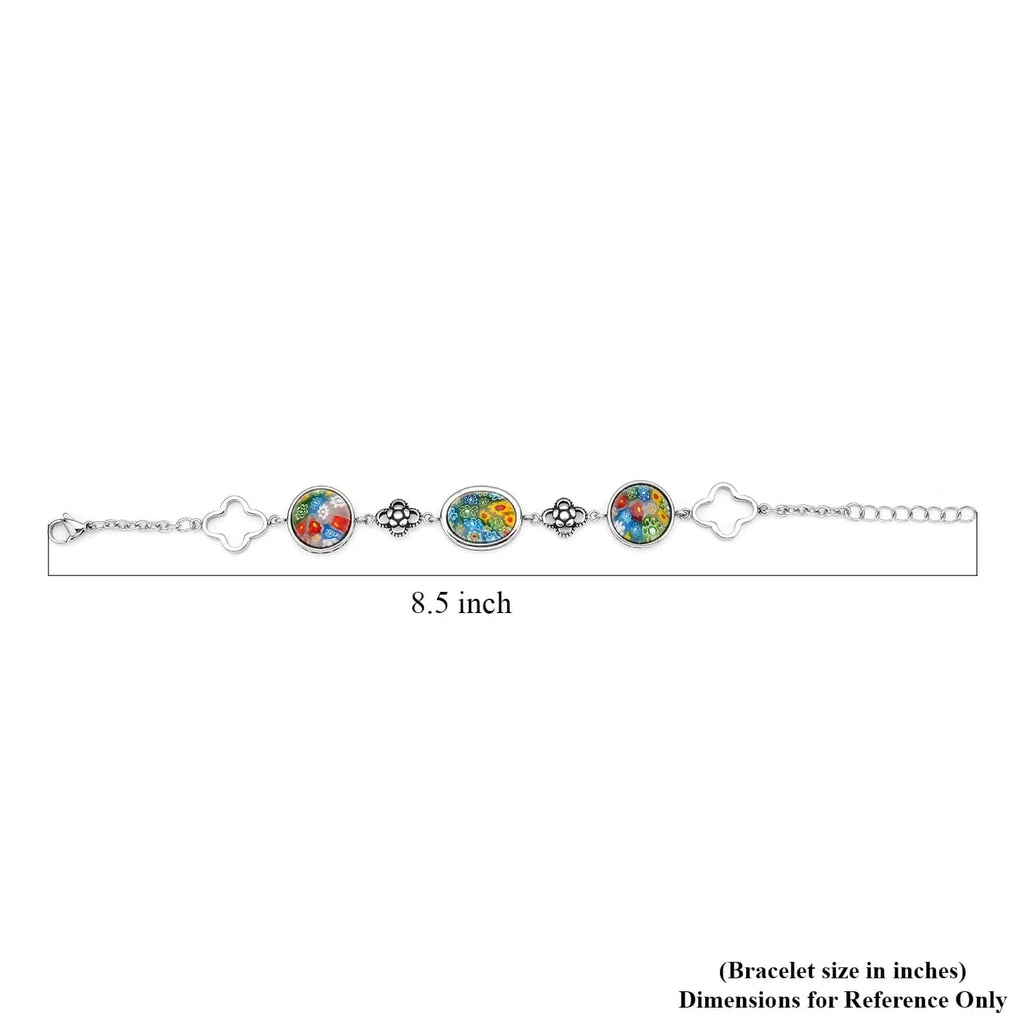 Stainless Glass Women Unique Shop for Bracelet Mom Jewelry Stylish Mothers for Costume Gifts Steel Size LC Oval Fashion Birthday Day 6.75"