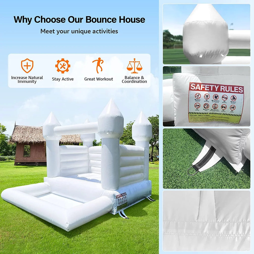 Outdoor & Bounce Jump PVC House Connsann Grade Commericial Blower Pit Castle Party White Indoor Ball with for Kids