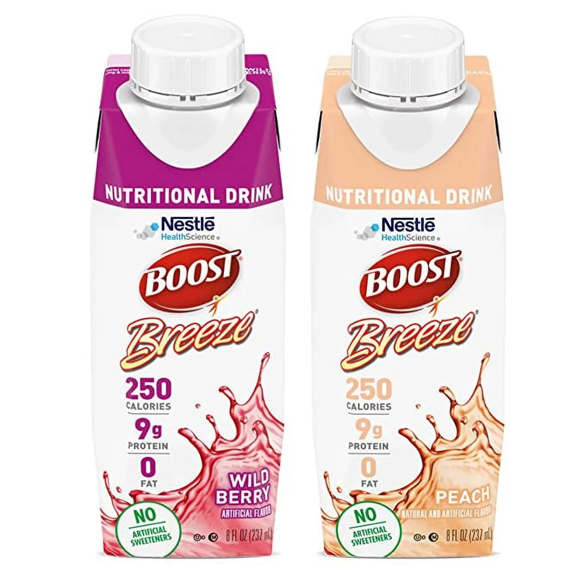 2-Variety and Count Peach Boost 8 Cartons Case, Flavors, Breeze, 24 Wildberry oz. fl.