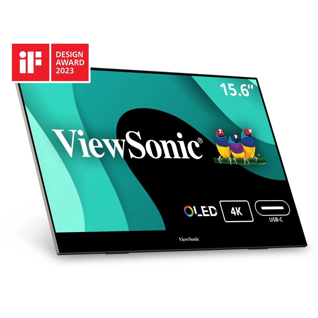 with ViewSonic Inch Built Cover and in Way with 4K 15.6 OLED 60W Powered Portable 2 Speakers, Smart UHD Dual HDMI, Mini VX1655-4K-OLED C, Monitor USB Stand