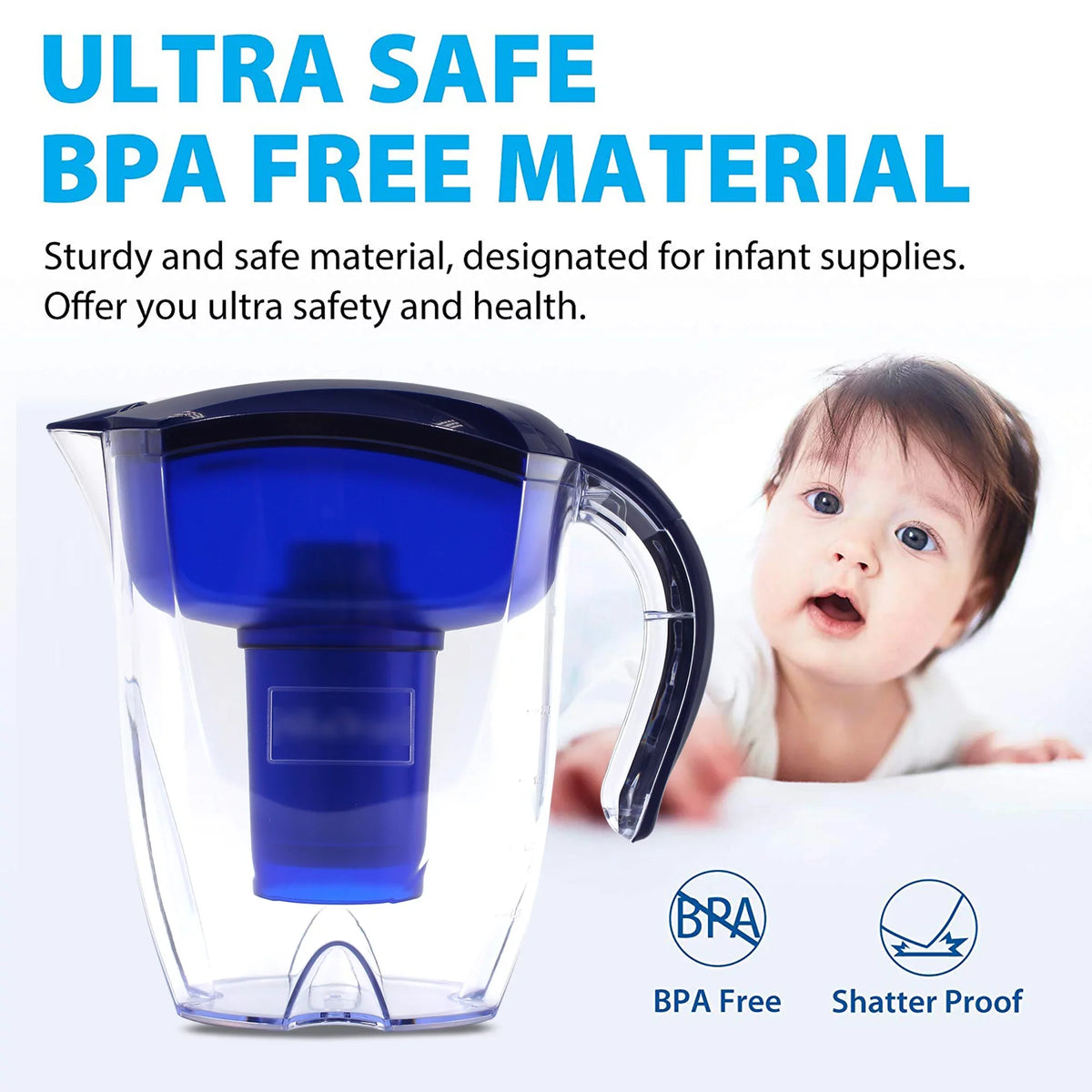 Water & - Pure Healthy In - 8.5 Alkaline Pitcher Toxin-Free - Water Mineralized Activated Alkaline Ionizer Clean Water With ALKA PH Healthy, Carbon Premium Filter 9.5 3.5L Minutes