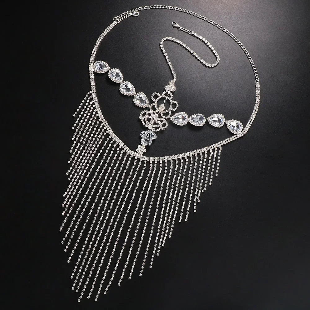 Rhinestone Hair Party Chain Face Halloween Mask for Masquerade Crystal Face Mask Women Jewelry Tassel