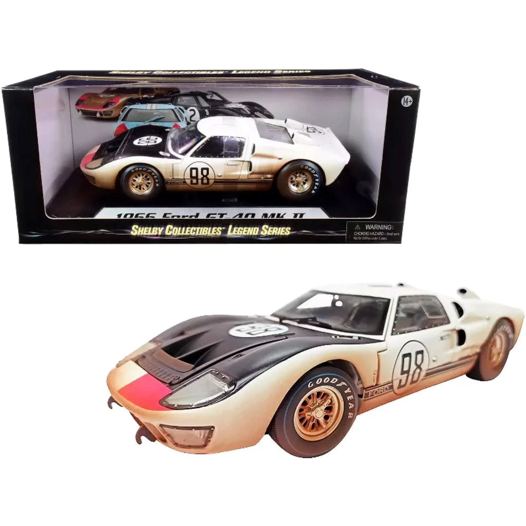 by MK GT-40 #98 Model Hood with Car Black 1/18 (Dirty 1966 Diecast Version) Race Shelby Collectibles II After White