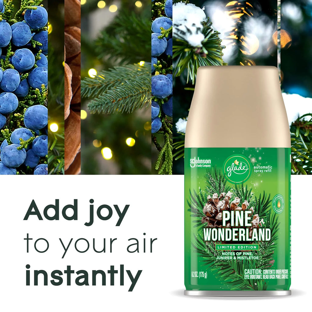Pine Refill, Automatic Glade Home Wonderland, Bathroom, Count for Freshener 6.2 and Oz, Air 3 Spray