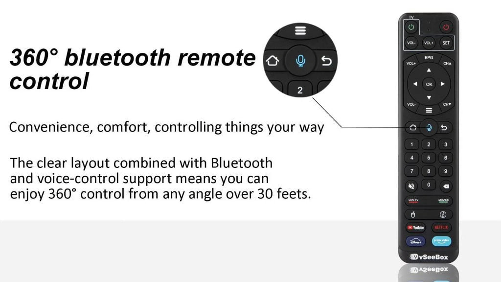 Wi-Fi Voice & vSeeBox V2pro Remote 6k w/Bluetooth Upgraded 2023