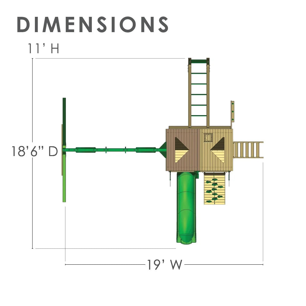 Wooden Bars, Vinyl and Playsets Set Wall Green Navigator Swing Monkey with Rock Climbing Gorilla Canopy,
