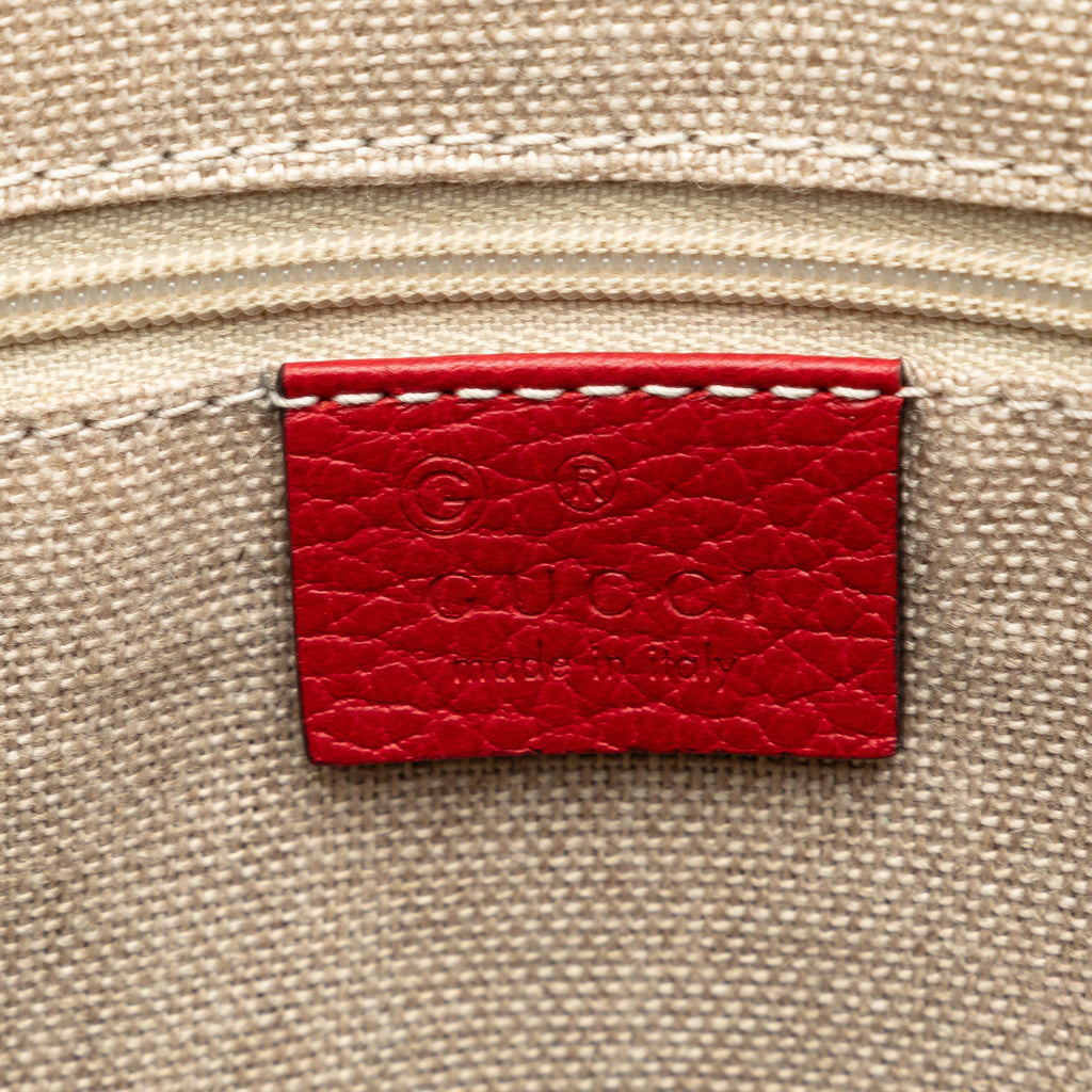 Leather Red Unisex Satchel Charm GG (Good) Calf Authenticated Dome Gucci Pre-Owned Convertible