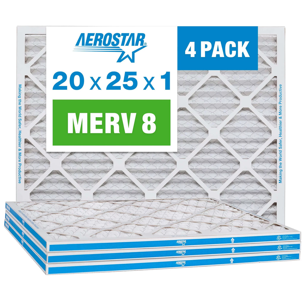 MERV 4 Box Aerostar Filter, Air 20x25x1, of 8, 20x25x1