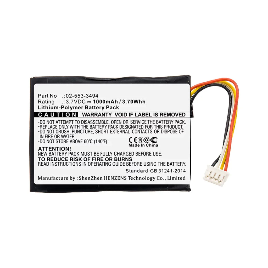 '- Battery Battery - 3.7V, Capacity 1000mAh, Ultra Replacement Speaker High N for Harman/Kardon 02-553-3494 Li-Pol, Batteries BNA-WB-P11683 Accessories