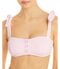 Pink, Strap Tie Shoshanna Ribbed C Bikini Top,