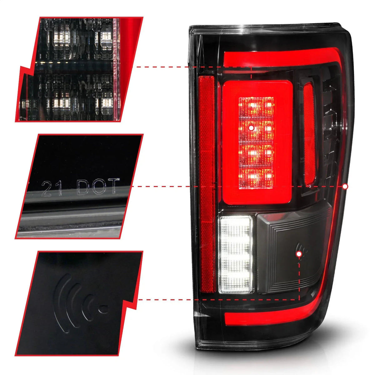FORD Cover CAB F150, Fits ANZO F-150 FORD F150 Seq. Black LED Taillights w/BLIS Ford 2022 2021 - select: 21-23 Housing SUPER Signal