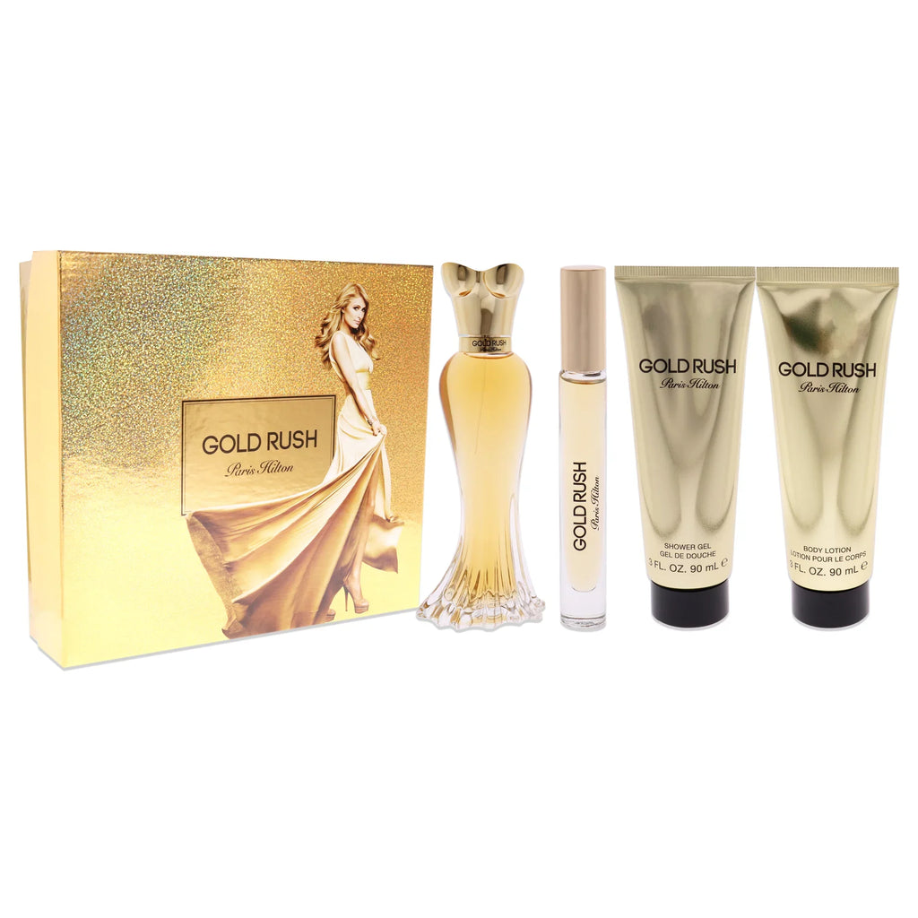 Pieces Set for Gold Hilton Rush Paris Perfume Women, 4 Gift