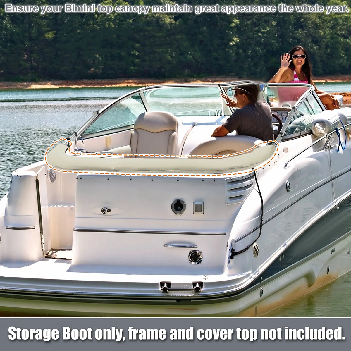 Bow Boat Bow Bargains for 4 Top Canvas Universal 3 Boot 91"-96" Storage Polyester Bimini Cover Width Unique 600D Beige