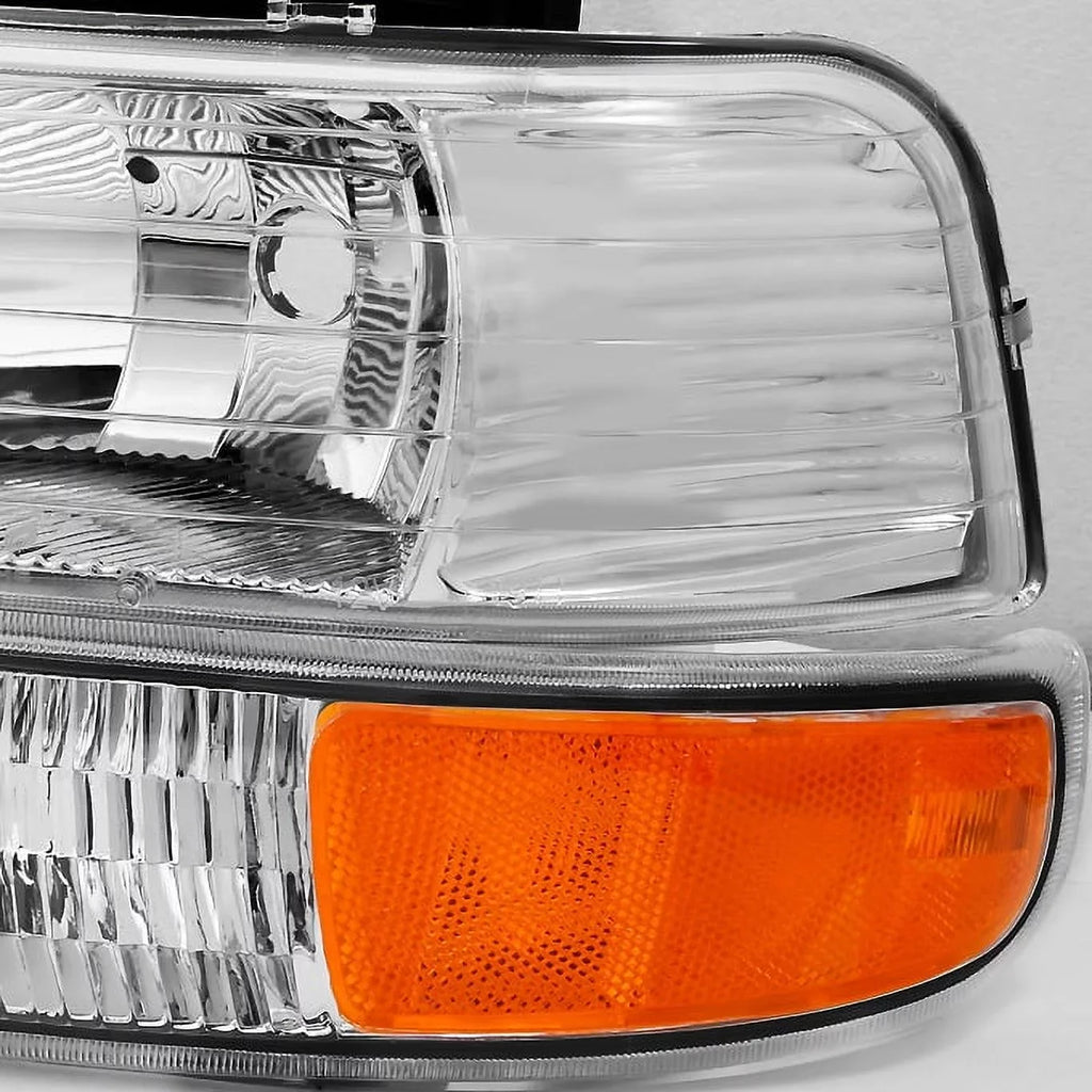 '- Set Headlights With For Chevy Corner Pair Lights Silverado Suburban Clear | AKKON Bumper | Replacement Tahoe 00-06 99-02