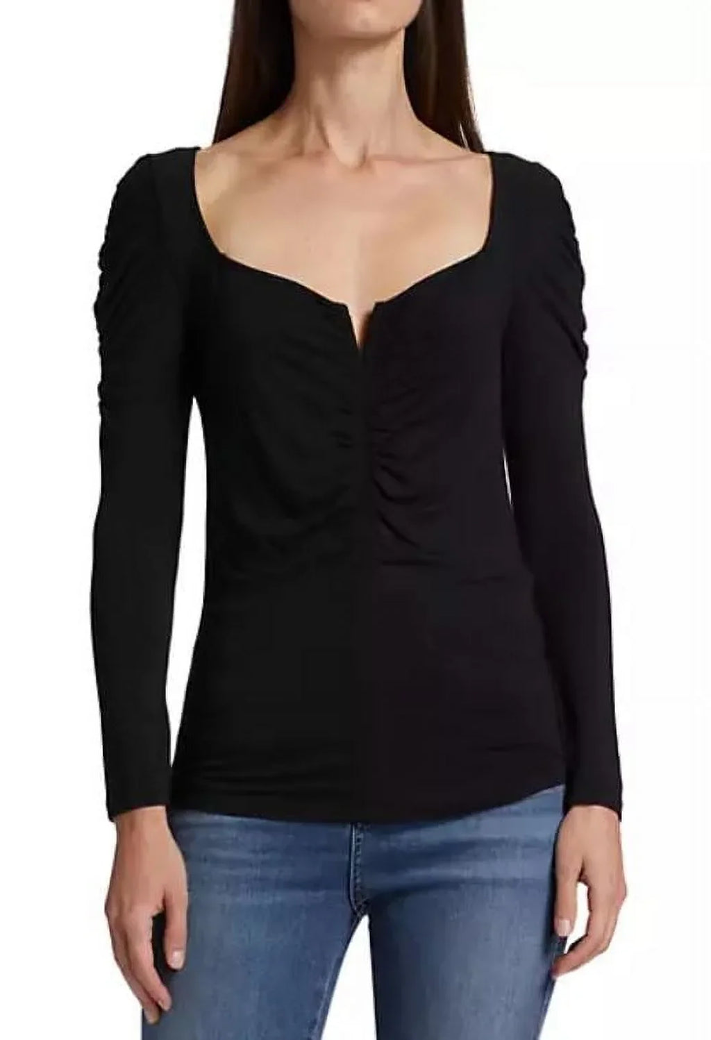 Priyanka Top, Ruched Large Veronica Pullover Women's Black Jersey Beard