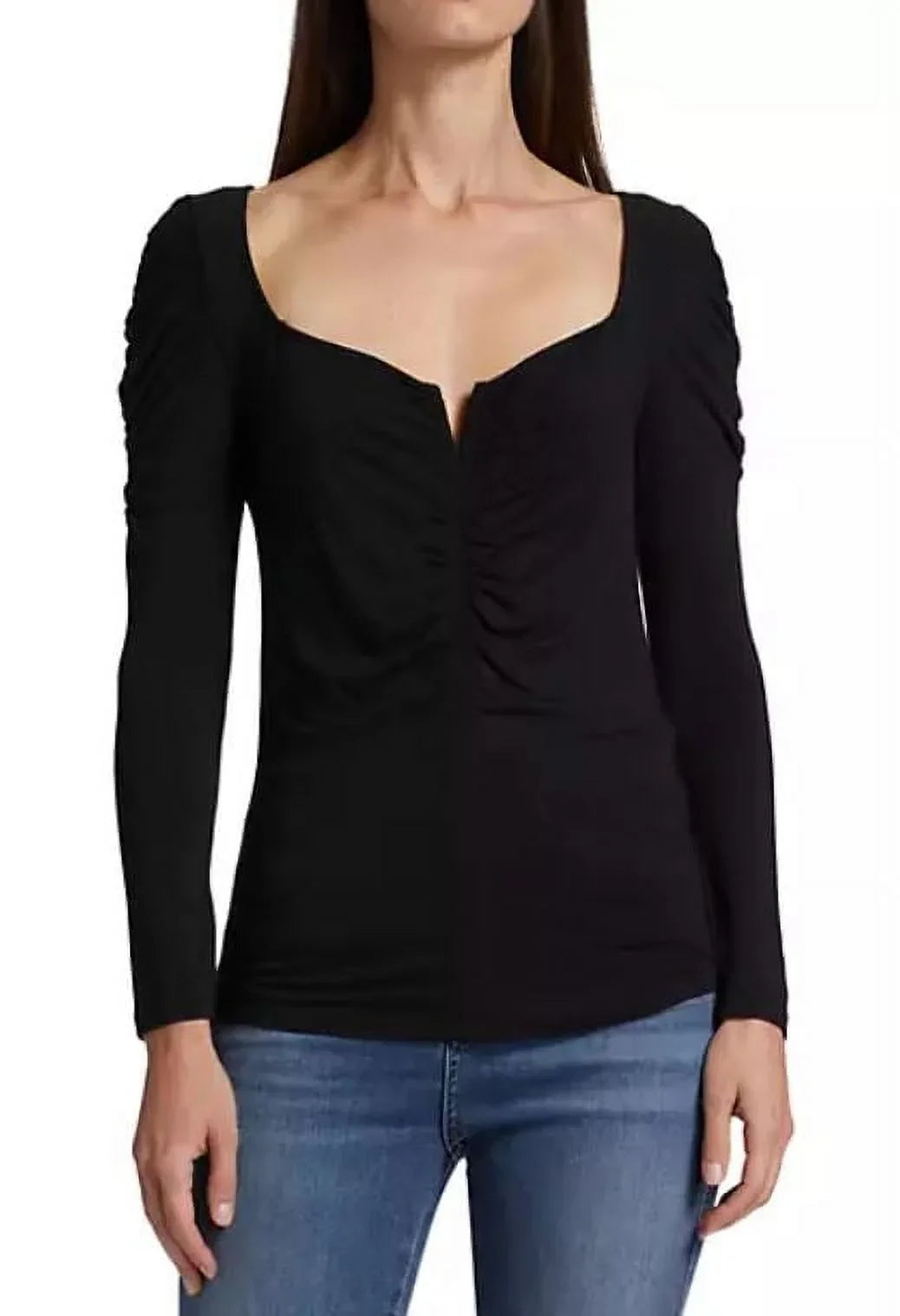 Priyanka Top, Ruched Large Veronica Pullover Women's Black Jersey Beard