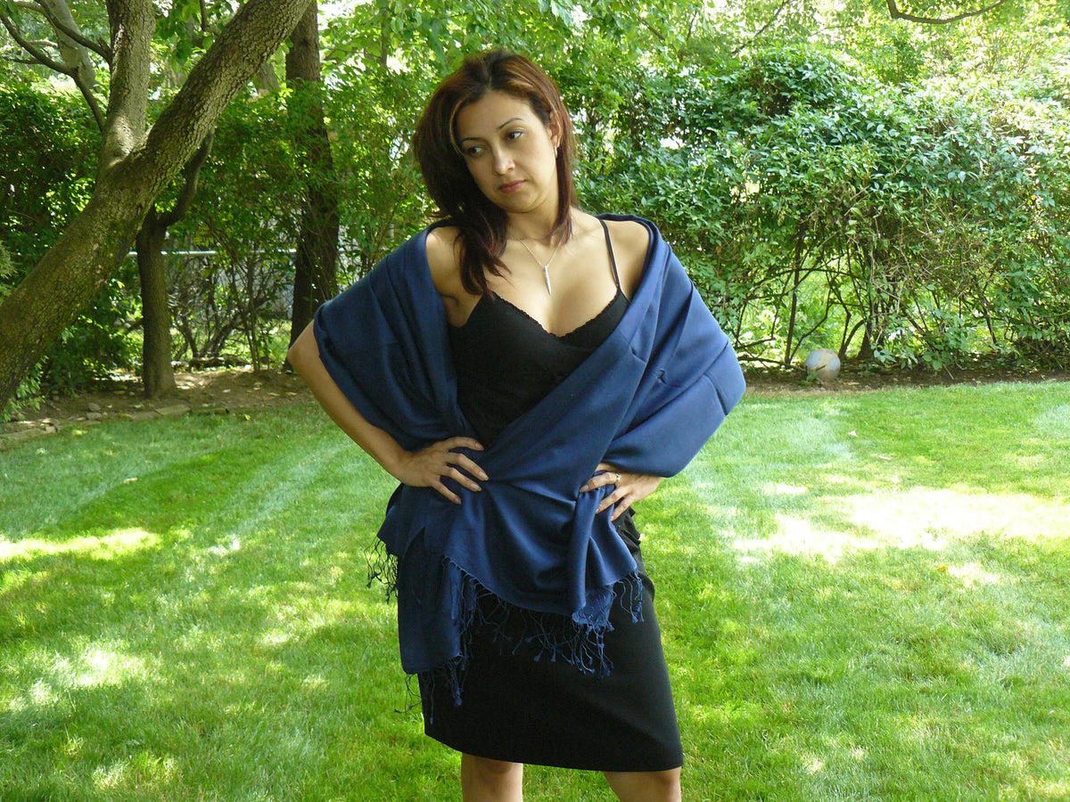 Shawl/Cashmere/Cashmere Scarf/Scarves/Shawl/Shawls/Stole/Wrap/Pashmina Navy) (Inky Scarf/Wool/Silk Scarf/Pashmina