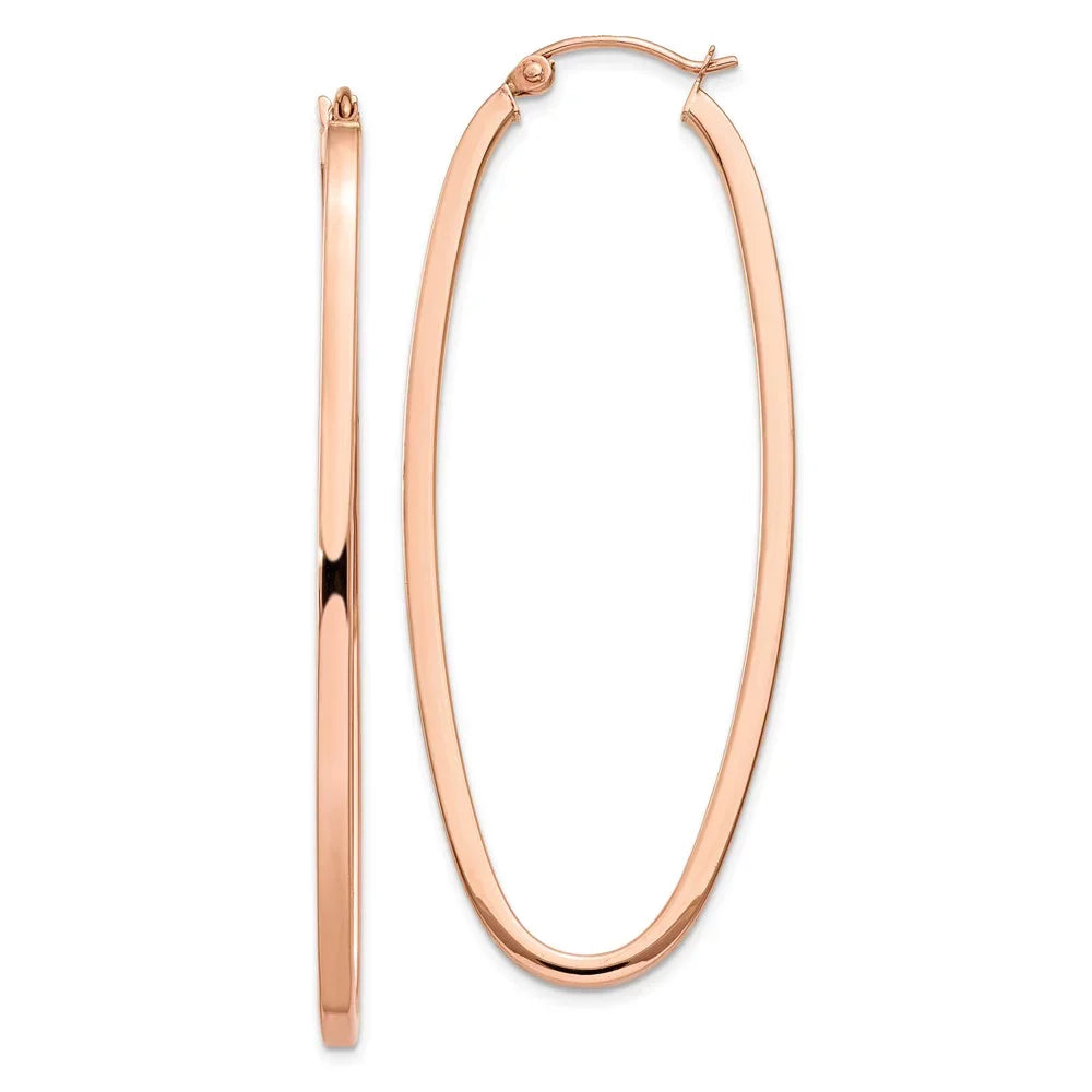 Rose Men Tube Square for Women Earrings; and Teens; 2mm Princess and Real Oval 14kt for Hoop Adults