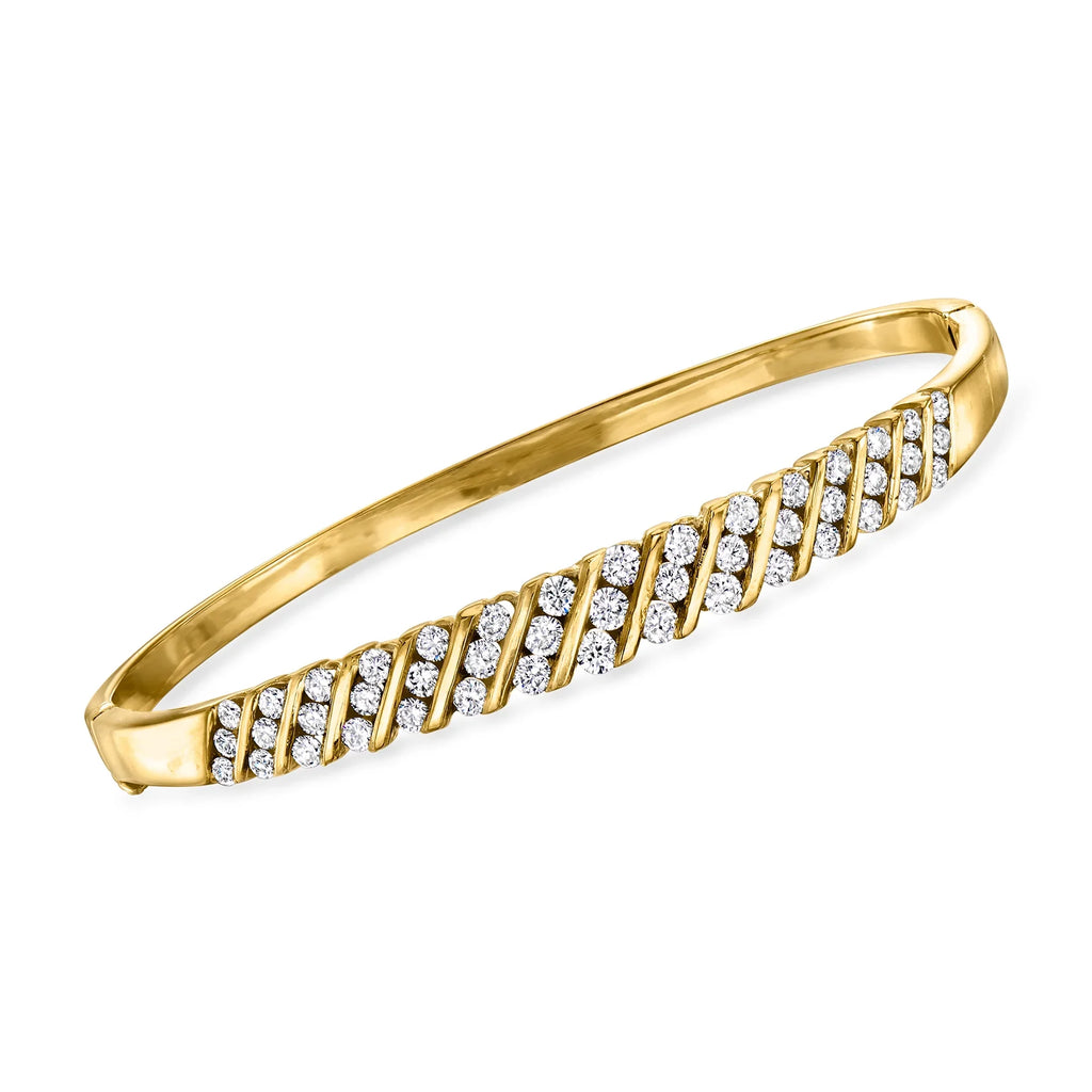 t.w. Vintage 14kt ct. Bangle C. 2.00 Pre-Owned Gold, Women's, Bracelet Ross-Simons in 1990 Diamond Adult, Yellow