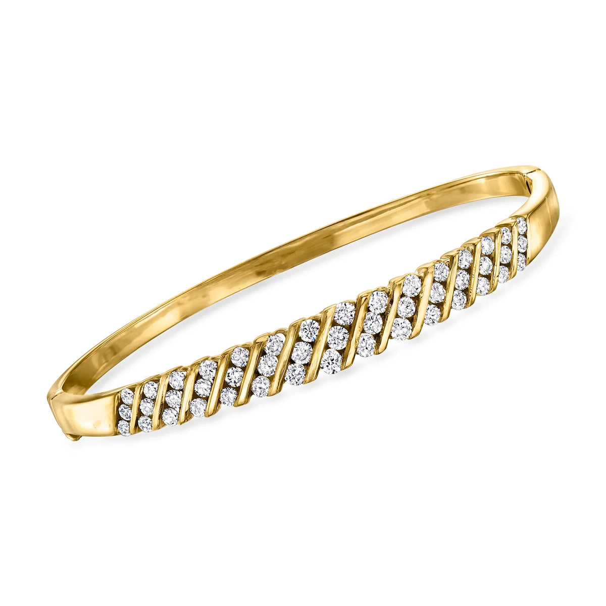 t.w. Vintage 14kt ct. Bangle C. 2.00 Pre-Owned Gold, Women's, Bracelet Ross-Simons in 1990 Diamond Adult, Yellow