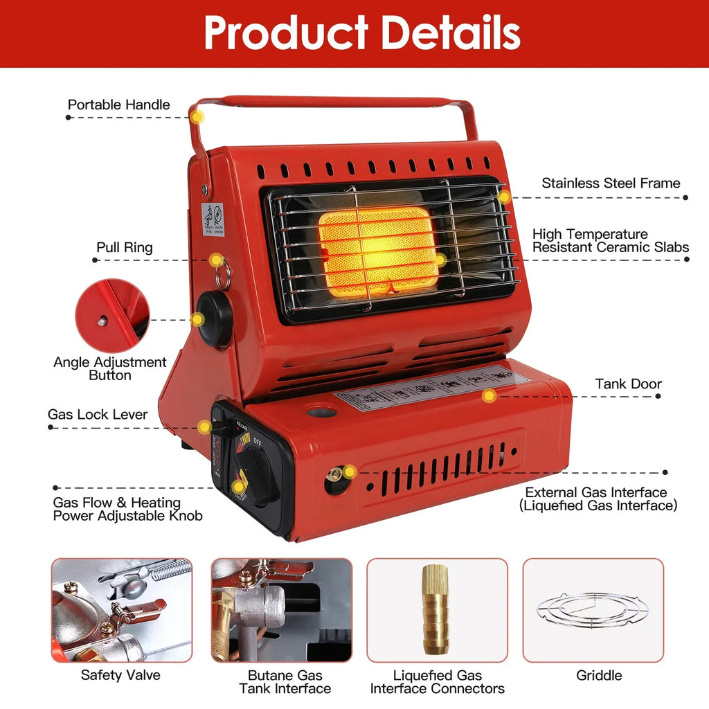 1 Home Camping iMounTEK Heaters Inside Gas Heater for Burner Butane Use, Fishing in 2 Portable