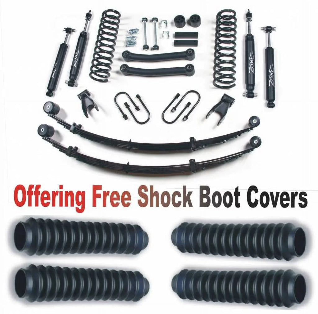 Protectors Jeep Rear 4.5" 1984-2001 Leaf XJ With Boot System Cherokee w ZoneOffRoad Suspension J24N/ZONU3100X4 Free Springs Fits