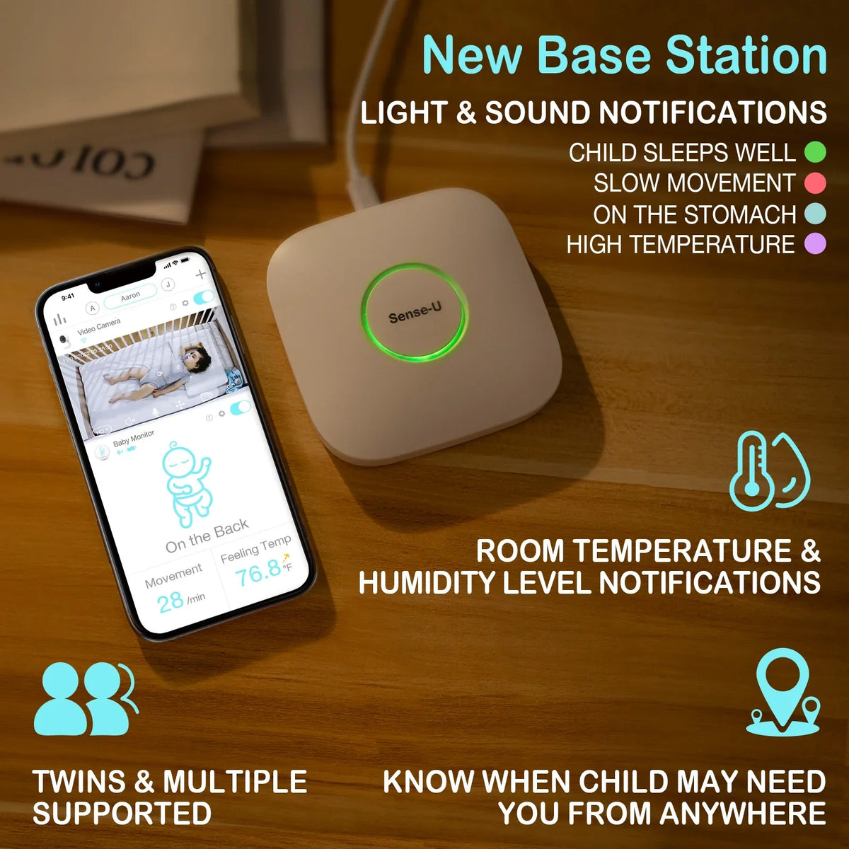 Abdominal with Notifies Temperatures, 3+Camera, Monitor Long Movement, Talk, You High/Low for 2-Way Range Smart Rollover, Sense-U Audio, Baby Monitor Video Baby Motion, Night No Vision, That Detected