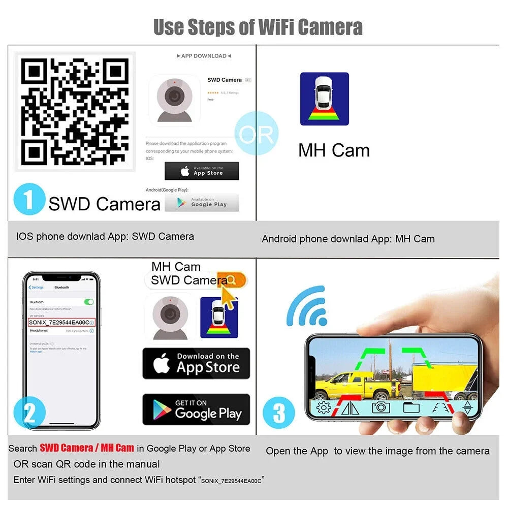 9600mAh for Ideal Wireless Battery, WiFi Front/Rear Magnetic JahyElec View Camera, Backup Mount,