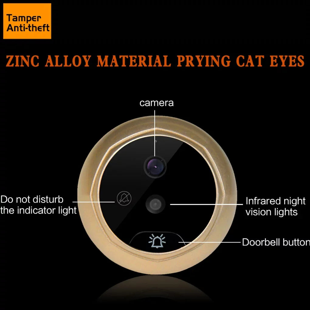 Angle Disturb Peephole 2.4" Vision Door Viewer 2.0MP Drilling Cam Door Wide Video Bell W5 Camera inch Security Doorbell No Need Eye Night