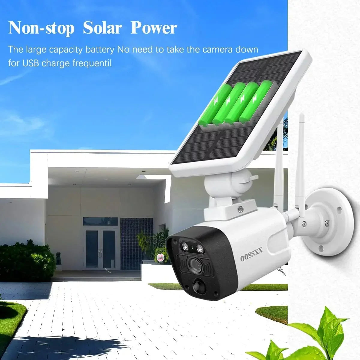 Dual 3.0MP Wire-Free 2-Way Audio Antennas, Rechargeable {100% Wireless with Powered} Camera Solar Batteries camera Solar with system, 2K Powered 2pcs