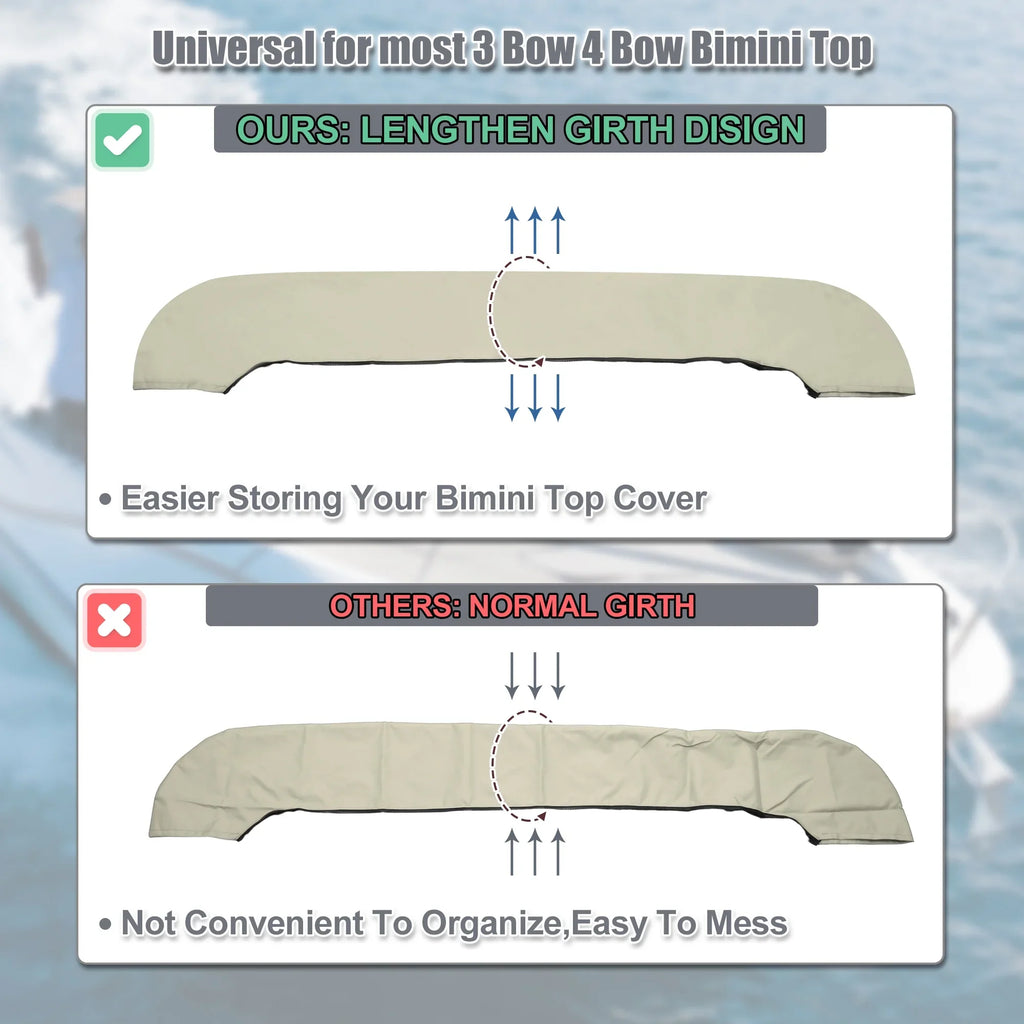 Bow Boat Bow Bargains for 4 Top Canvas Universal 3 Boot 91"-96" Storage Polyester Bimini Cover Width Unique 600D Beige