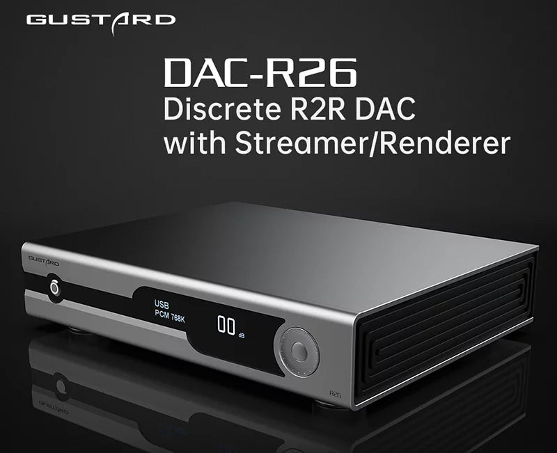 DSD (Black） Gustard XMOS Control Clock DAC Dual K2 DAC R26 Discrete Balanced R2R Remote LDAC Native with MQA Decoder