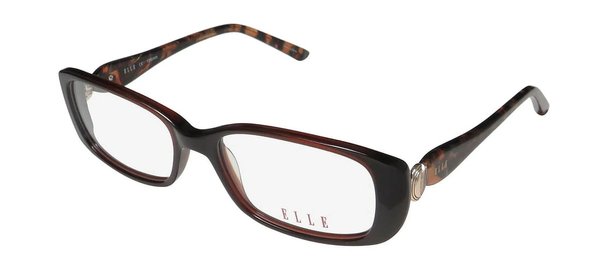 13428 52-16-135 FULL-RIM ACETATE GLASSES LENSES NEW ELLE DURABLE DEMO PREMIUM FRAME BROWN RECTANGULAR DESIGNER EYEGLASSES/EYE PLASTIC WOMENS/LADIES