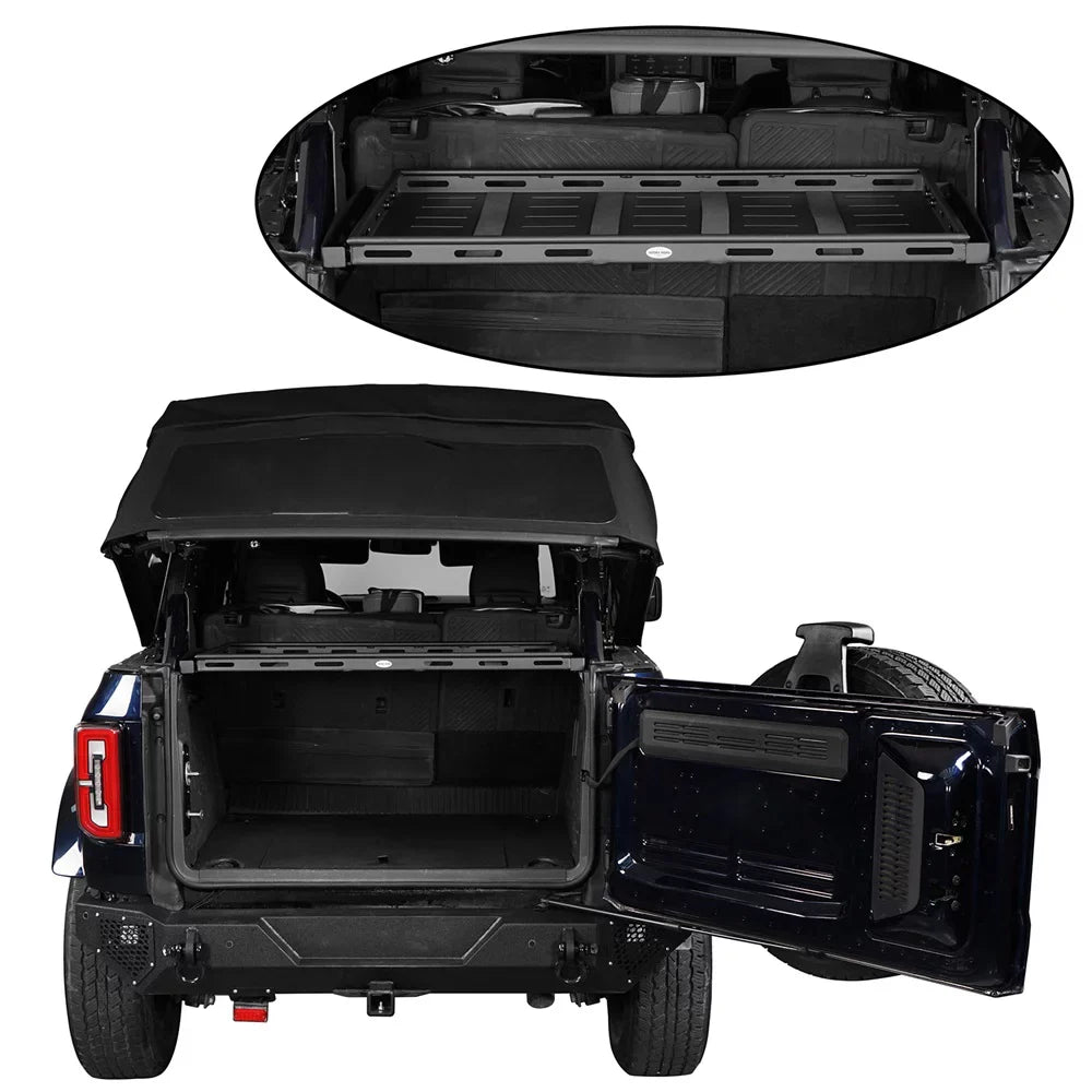 Rack 2021-2023 Cargo Road Rear Basket Black Box Luggage 4-Door Ford Bronco Hooke Fit