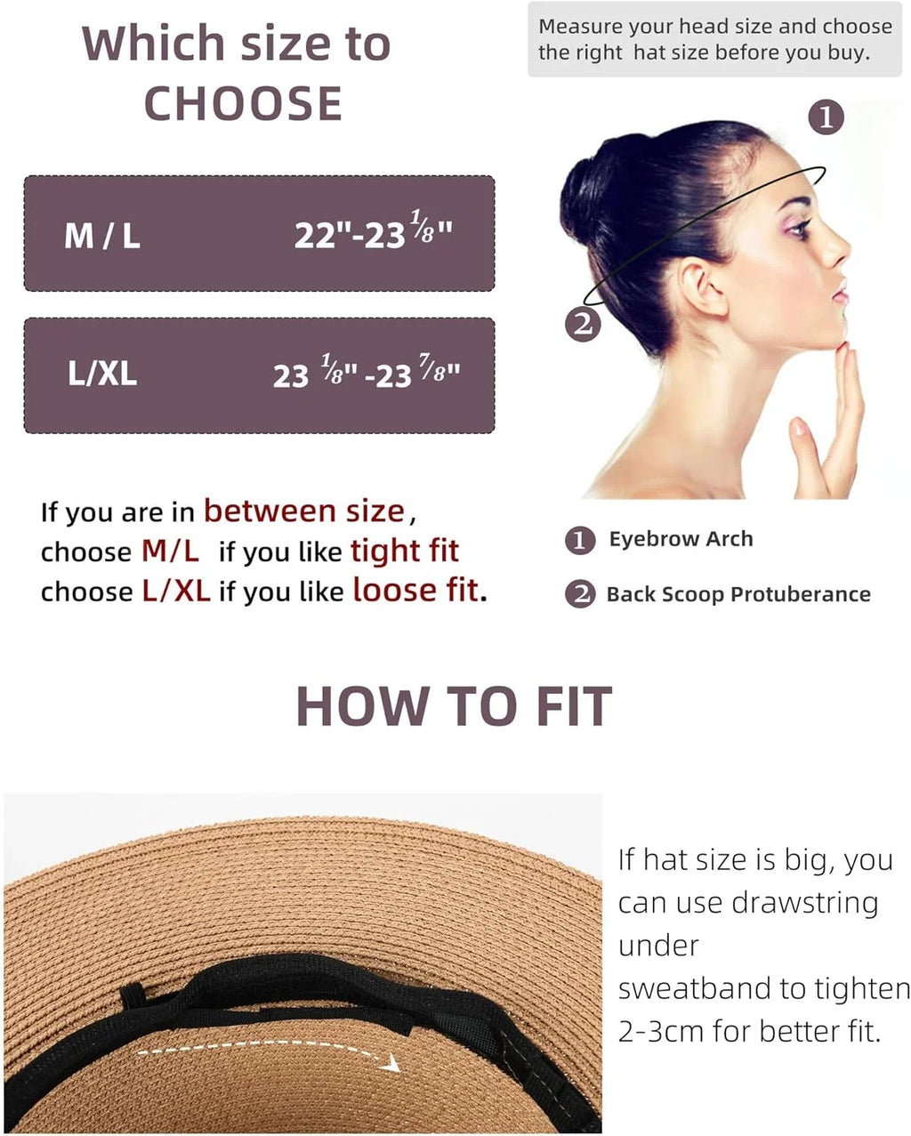 Mens Fedora Straw Wide Women Sun Summer Panama Hat Beach FURTALK Hat Hat for Brim Womens UPF Straw