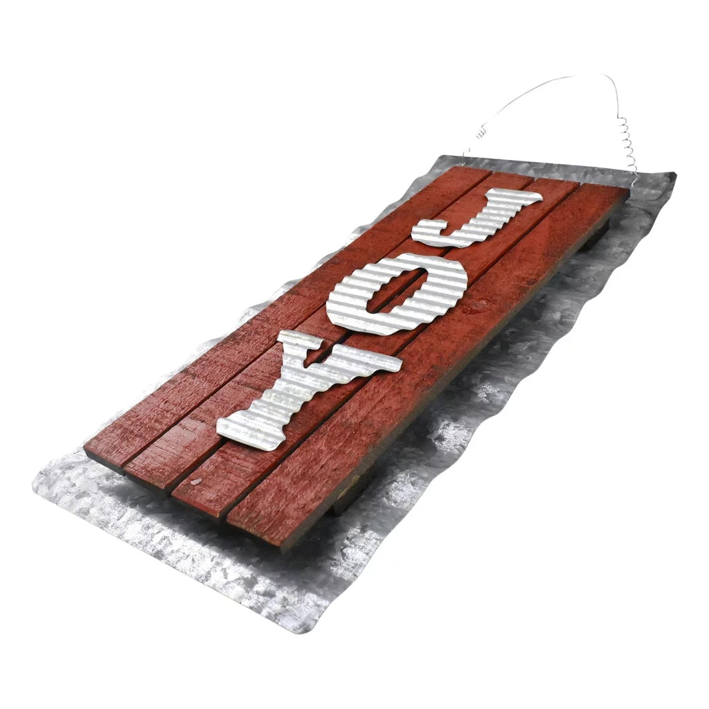 Holiday Hanging 18-3/4-Inch Sign, Metal Joy Corrugated