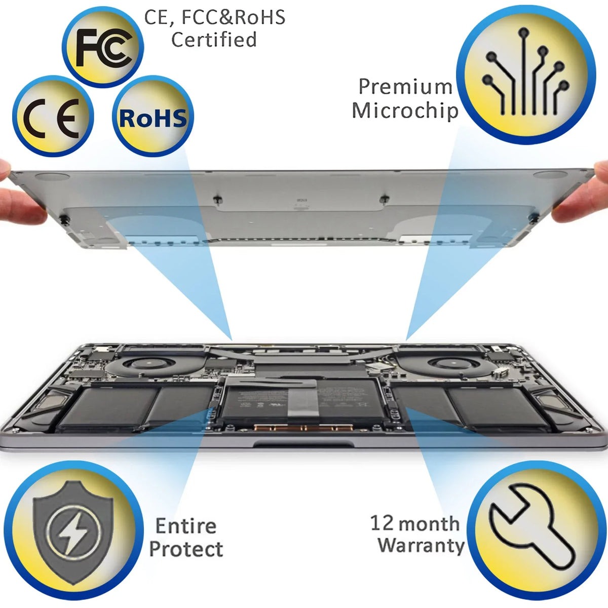 Compatible Book 2014), ME293 (Late Pro Mid 2013 95Wh Battery (11.26V Retina 15" Mac 8440mAh) Mac A1494 ME294 Fits A1398 &