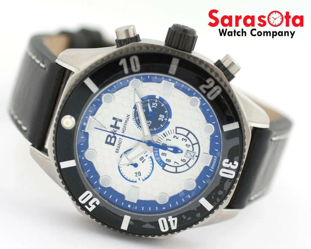 Leather Watch Dunbar Quartz &amp; Brandt 14060 Swiss Hoffman Chronograph B&amp;H Men's
