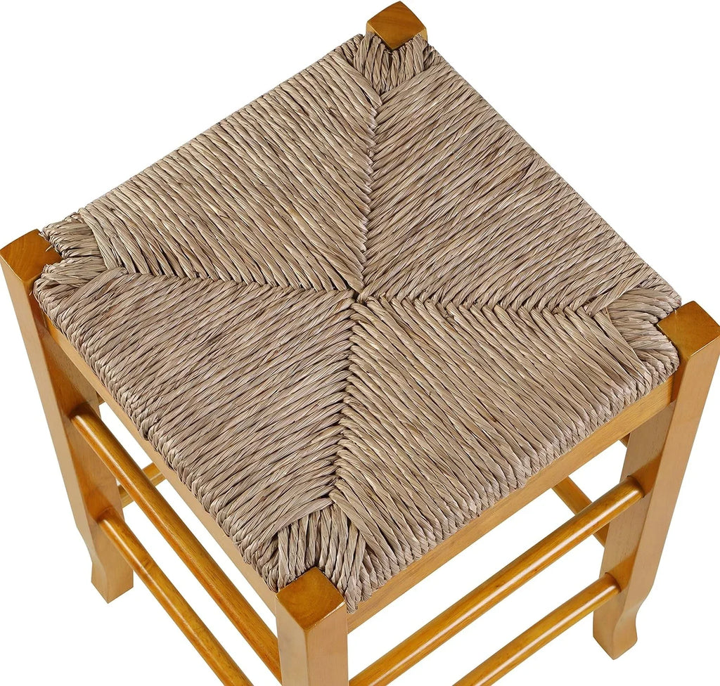 Rush Seat Square Bar 29-Inch, Brown Height Stool,
